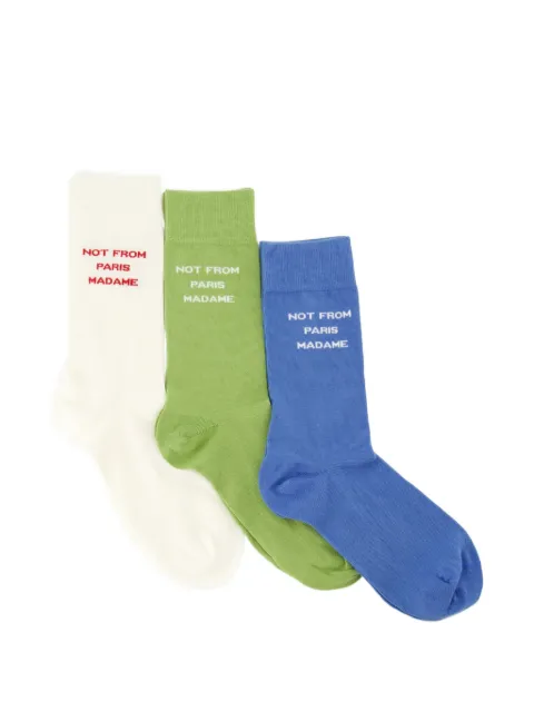 Drôle De Monsieur slogan-print ribbed-cuff socks (set of three)
