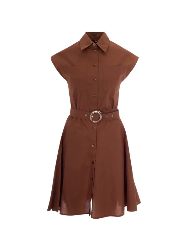 liu jo brown dress Short poplin dress colour dark brown