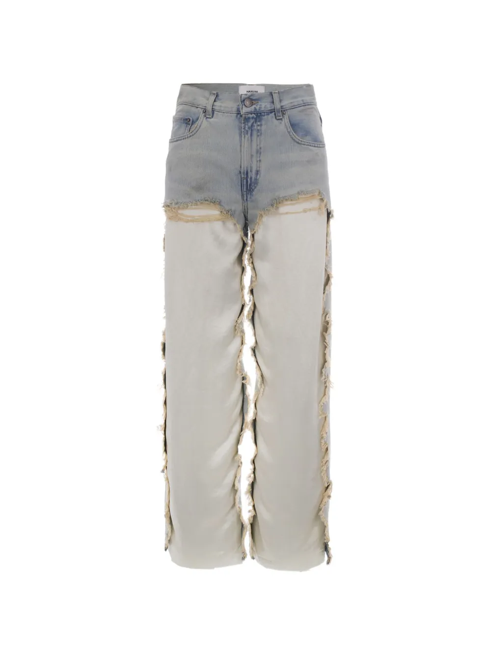 Haikure Bonnie distressed wide-leg cotton jeans - Blu