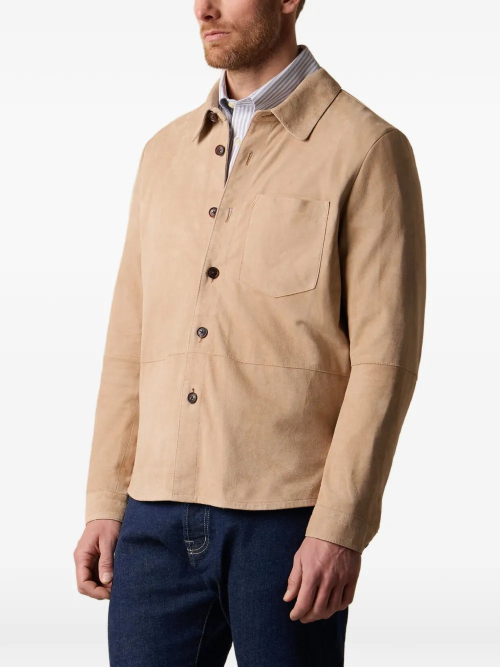Brooks Brothers suede shirt jacket - Nude