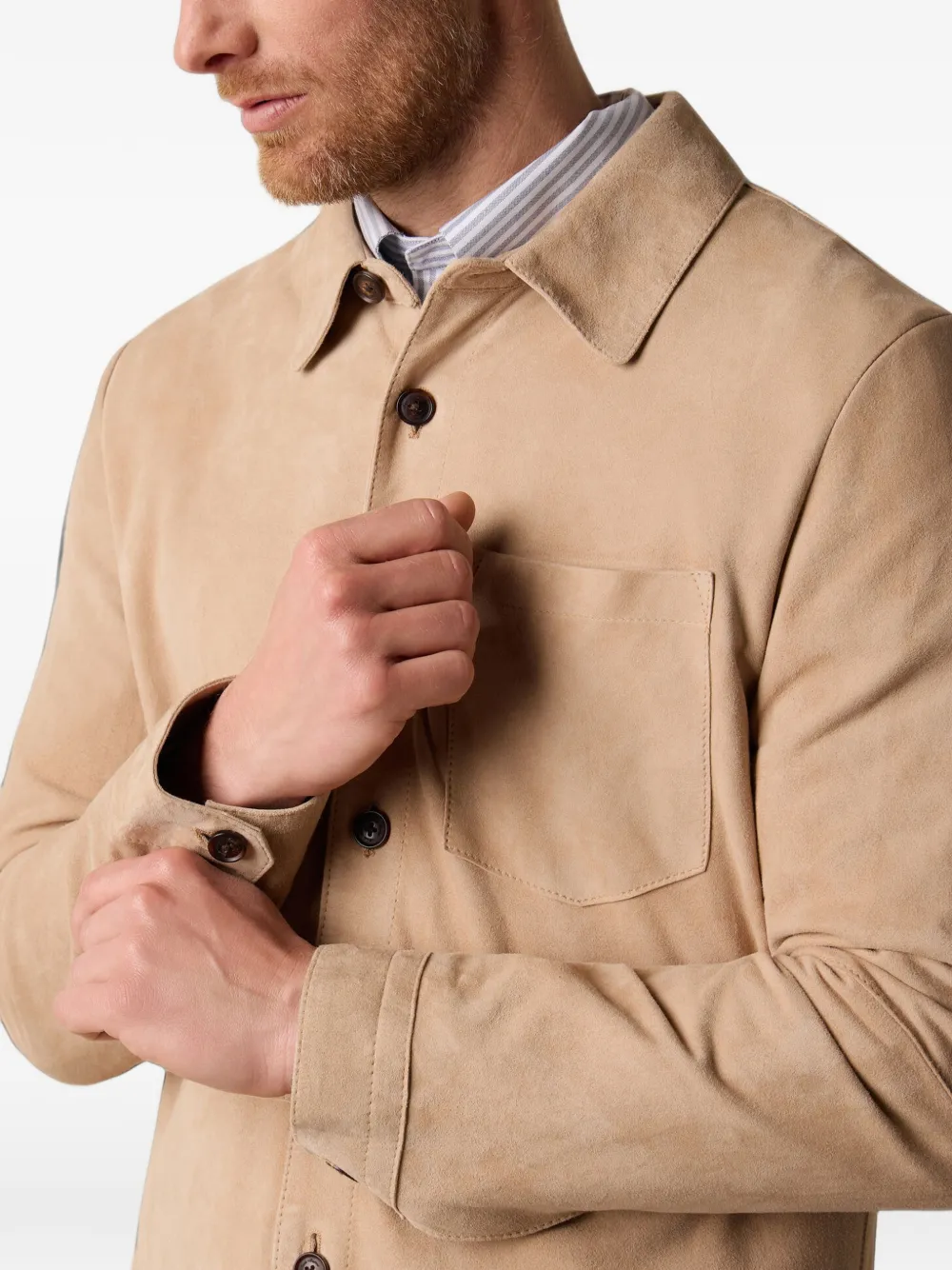 Brooks Brothers Suède shirtjack Beige