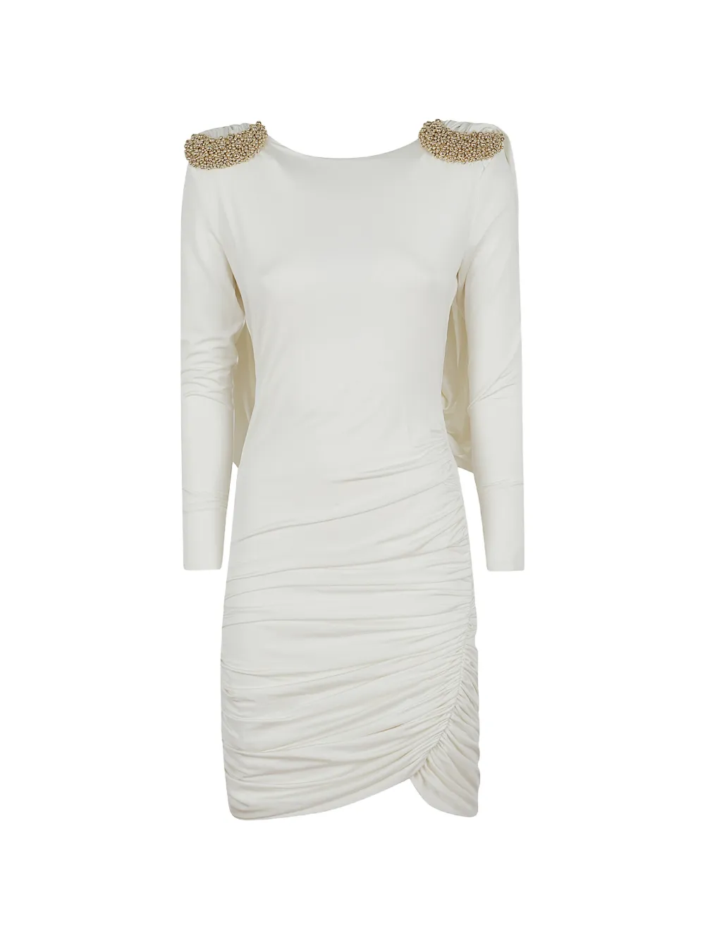 Amen bead-embellished ruched mini dress - Bianco