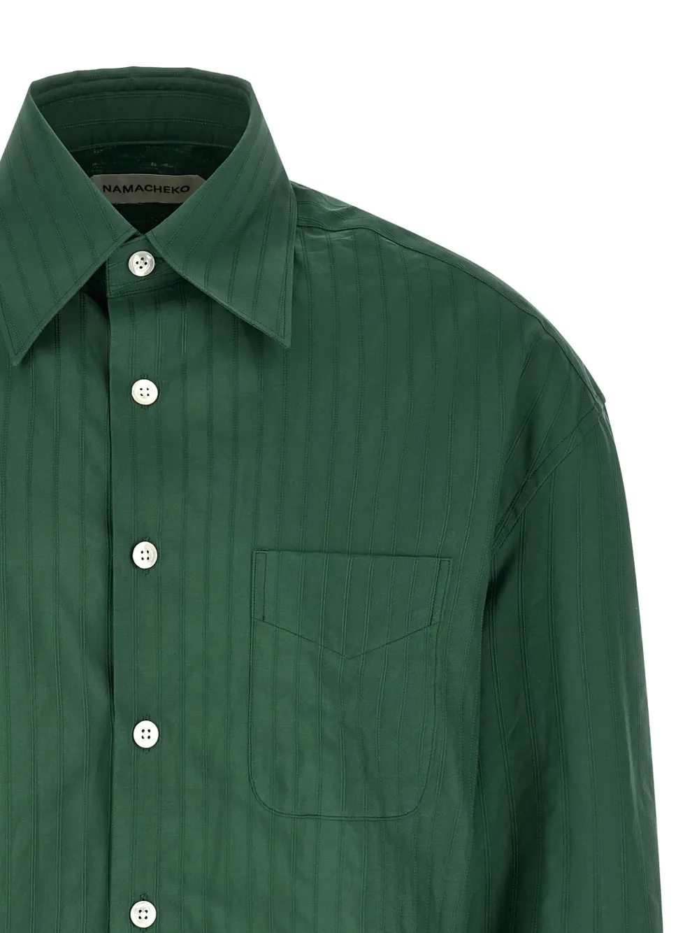 Namacheko Grinda overhemd met jacquard-streep Groen