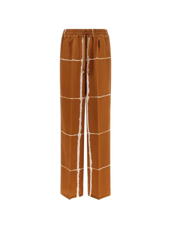 Kiton Silk Trousers in Brown