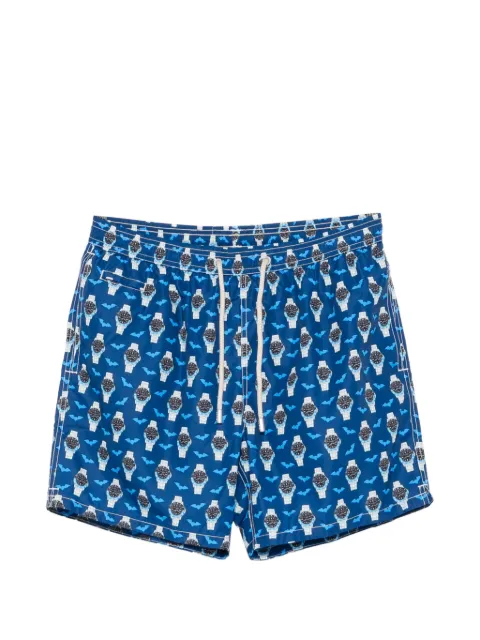 MC2 Saint Barth Lighting watch-print drawstring swim shorts