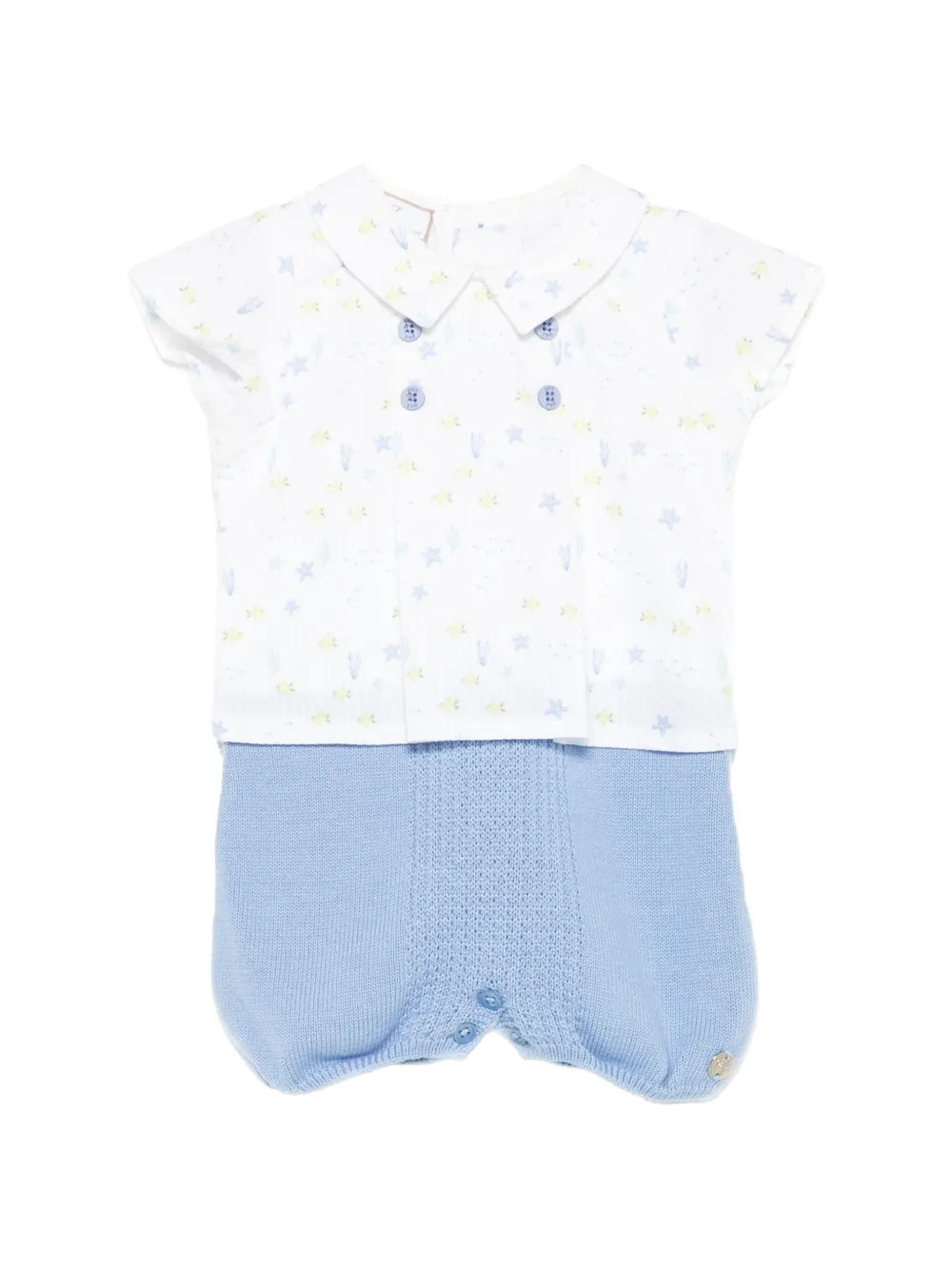 Paz Rodriguez marine-print short-sleeve romper - Blu