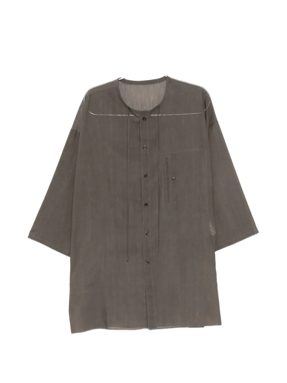 Yohji Yamamoto semi-sheer wide-sleeve shirt - Grey