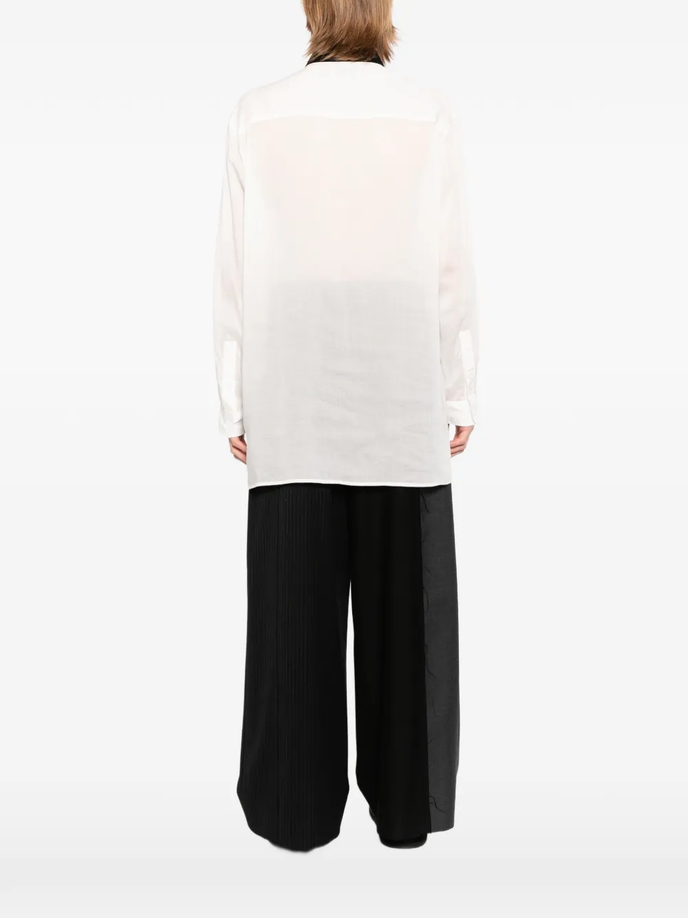 Yohji Yamamoto Doorzichtig overhemd met contrasterende afwerking Wit