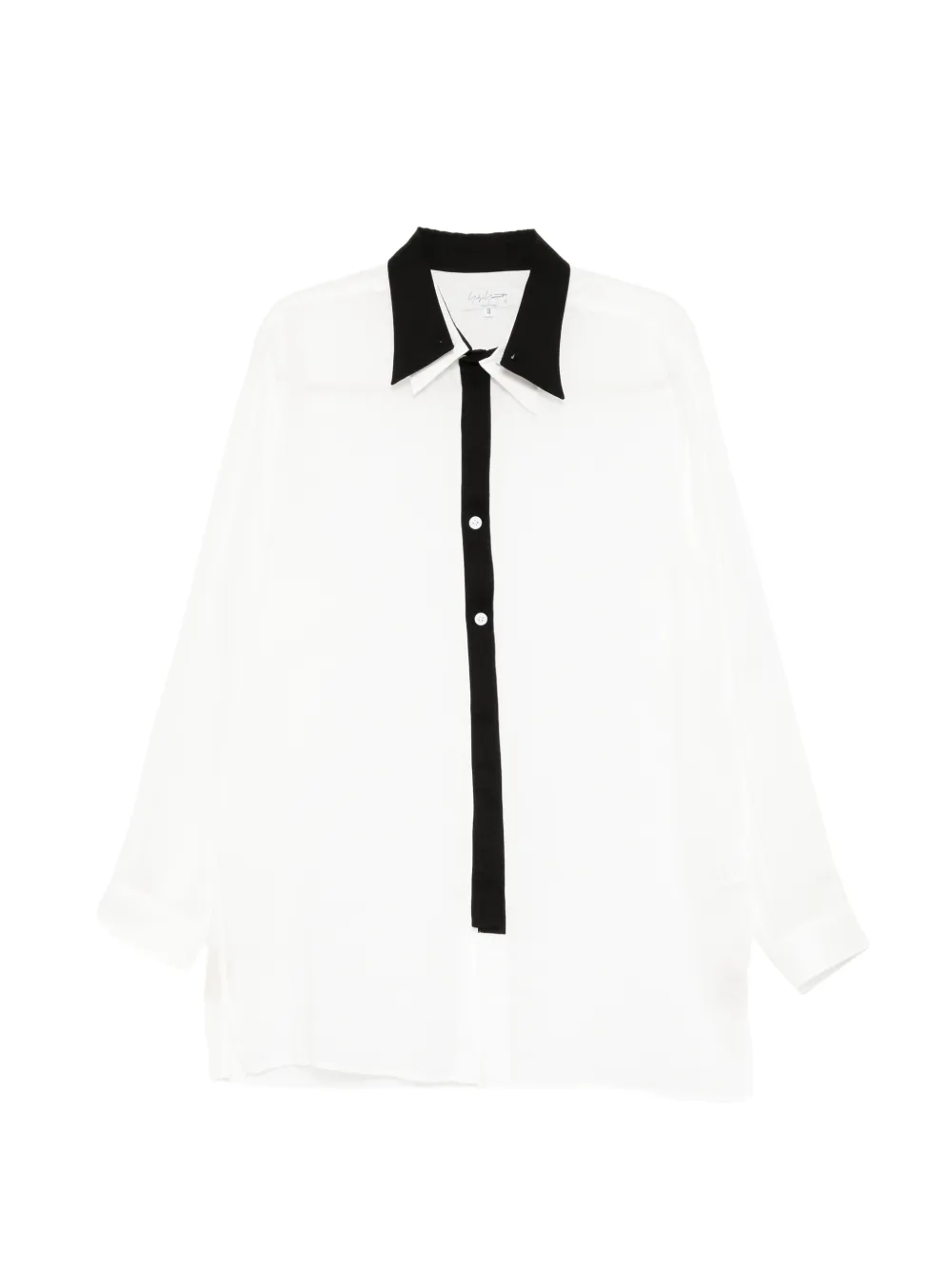 Yohji Yamamoto contrast-trim sheer shirt - Bianco