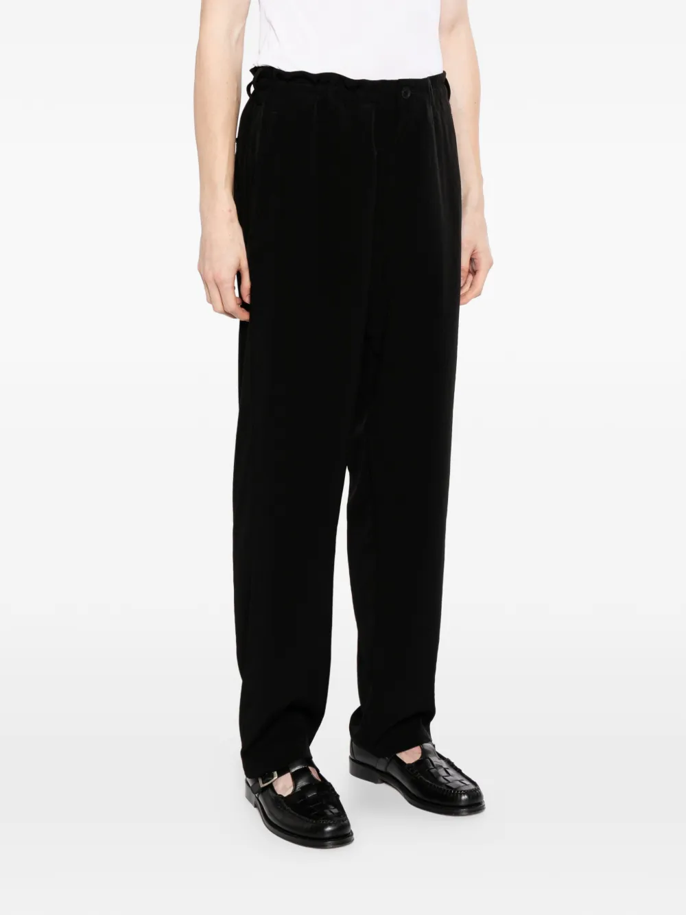 Yohji Yamamoto Broek met wijde pijpen en trekkoord Zwart