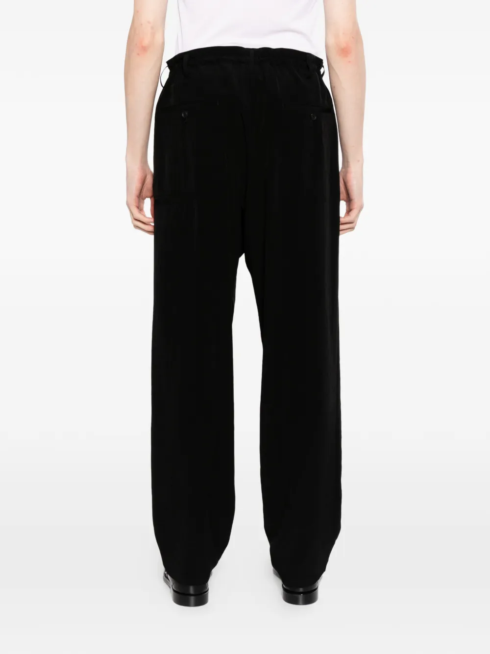 Yohji Yamamoto Broek met wijde pijpen en trekkoord Zwart
