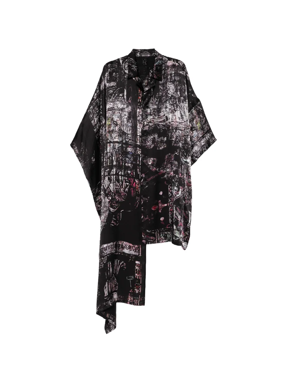 Yohji Yamamoto graphic-print coat - Black