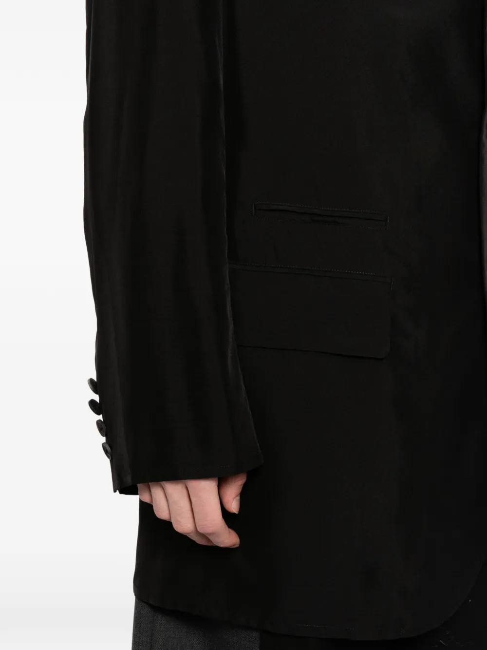 Yohji Yamamoto Jack met gekerfde revers en lange mouwen Zwart