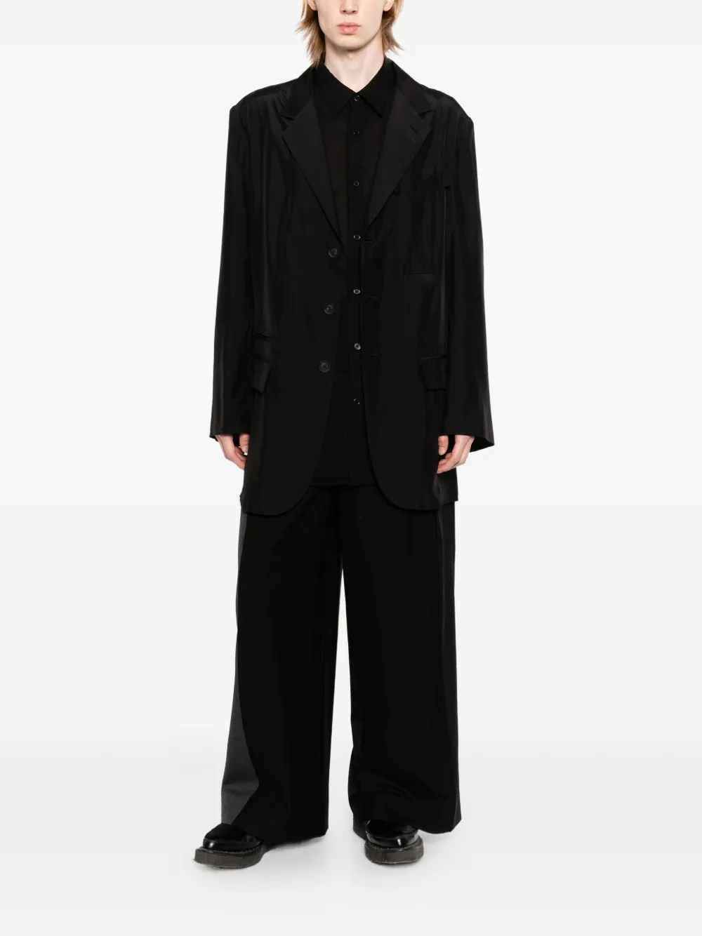 Yohji Yamamoto Jack met gekerfde revers en lange mouwen Zwart