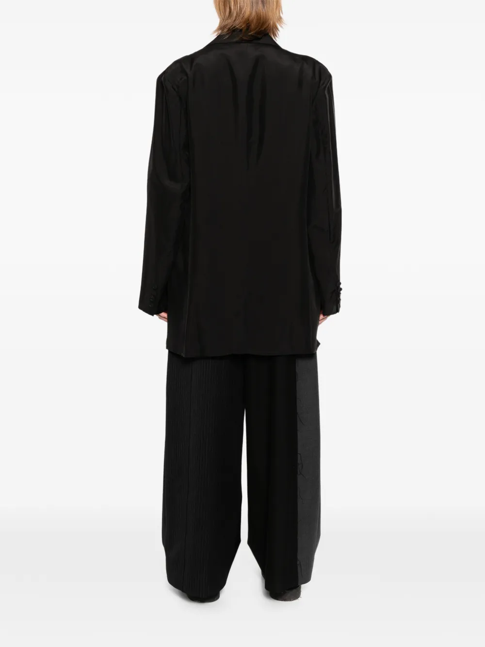 Yohji Yamamoto Jack met gekerfde revers en lange mouwen Zwart