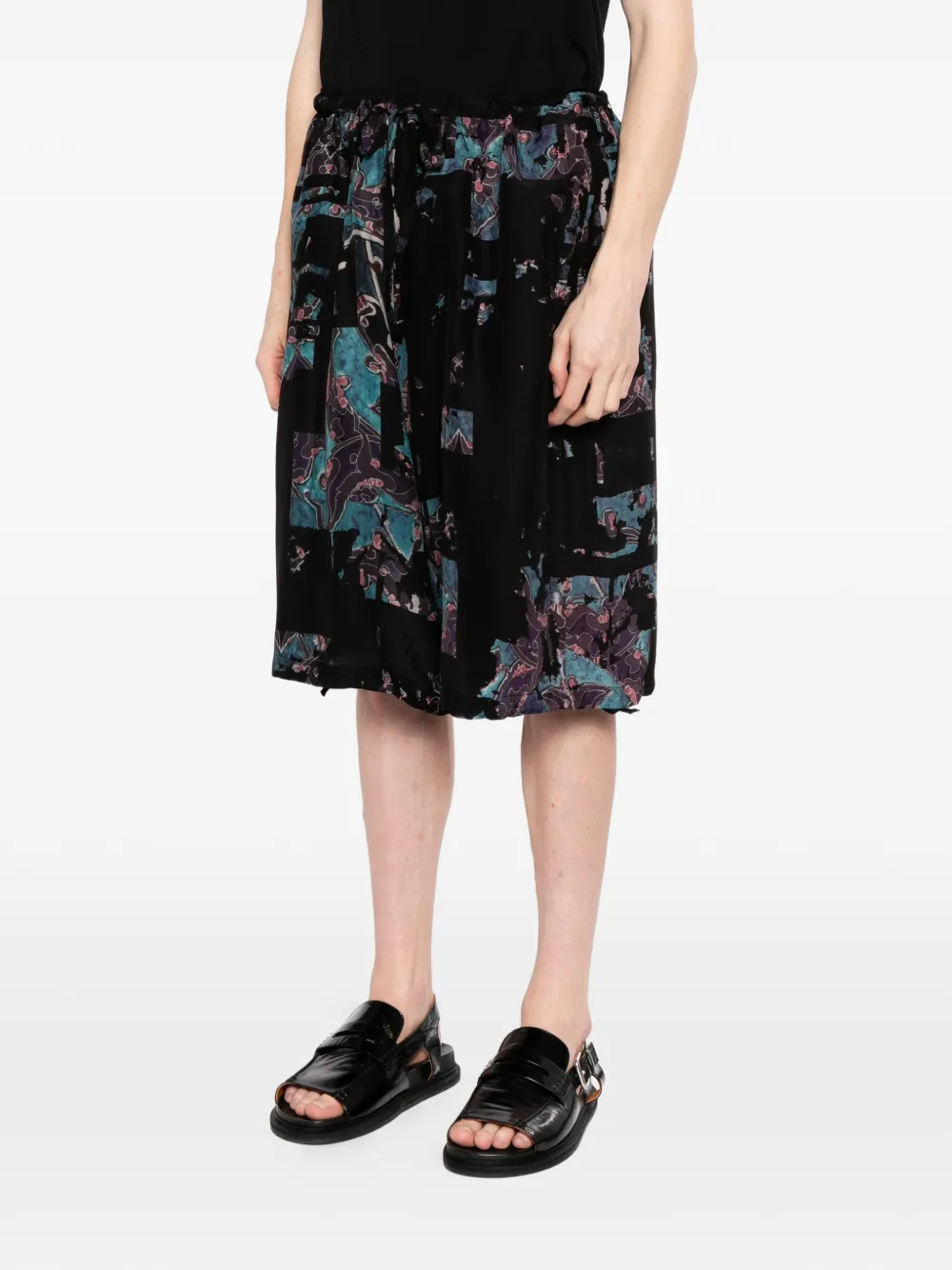 Yohji Yamamoto Shorts met abstracte print Zwart