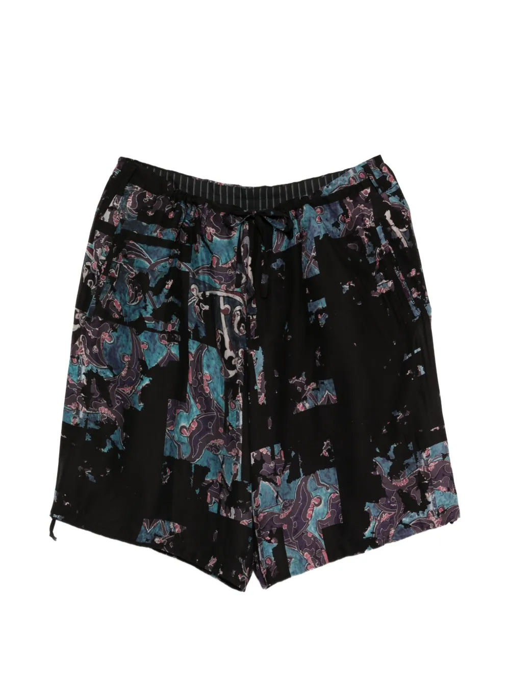 Yohji Yamamoto abstract-print wide-leg shorts - Nero