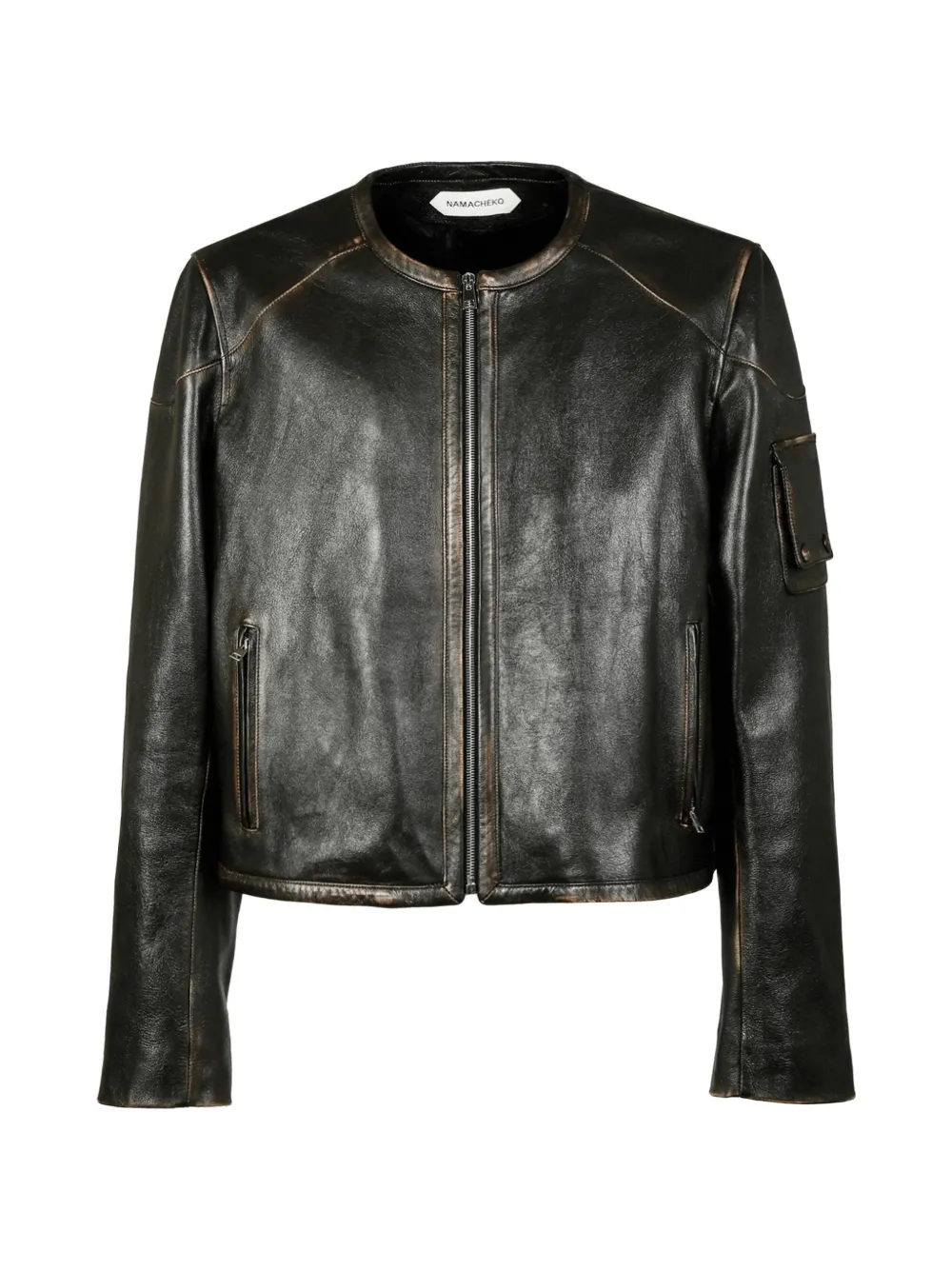 Namacheko distressed-effect leather jacket - Marrone