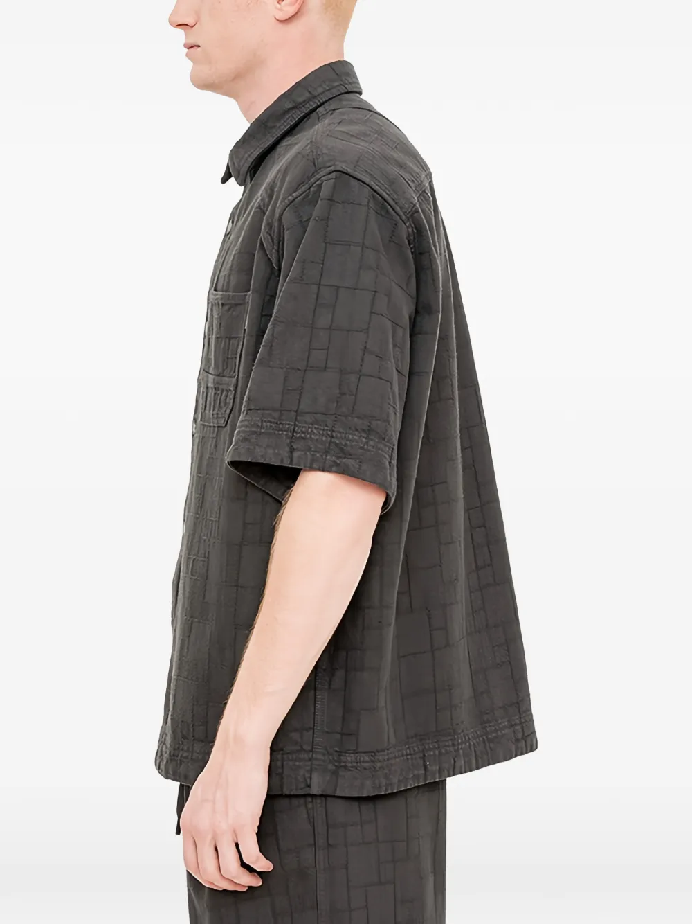 Juun.J Overhemd met geometrische print en korte mouwen Grijs