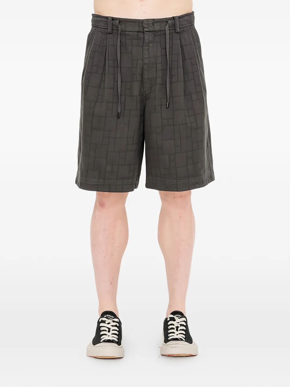 Juun.J geometric-pattern drawstring shorts - Grigio