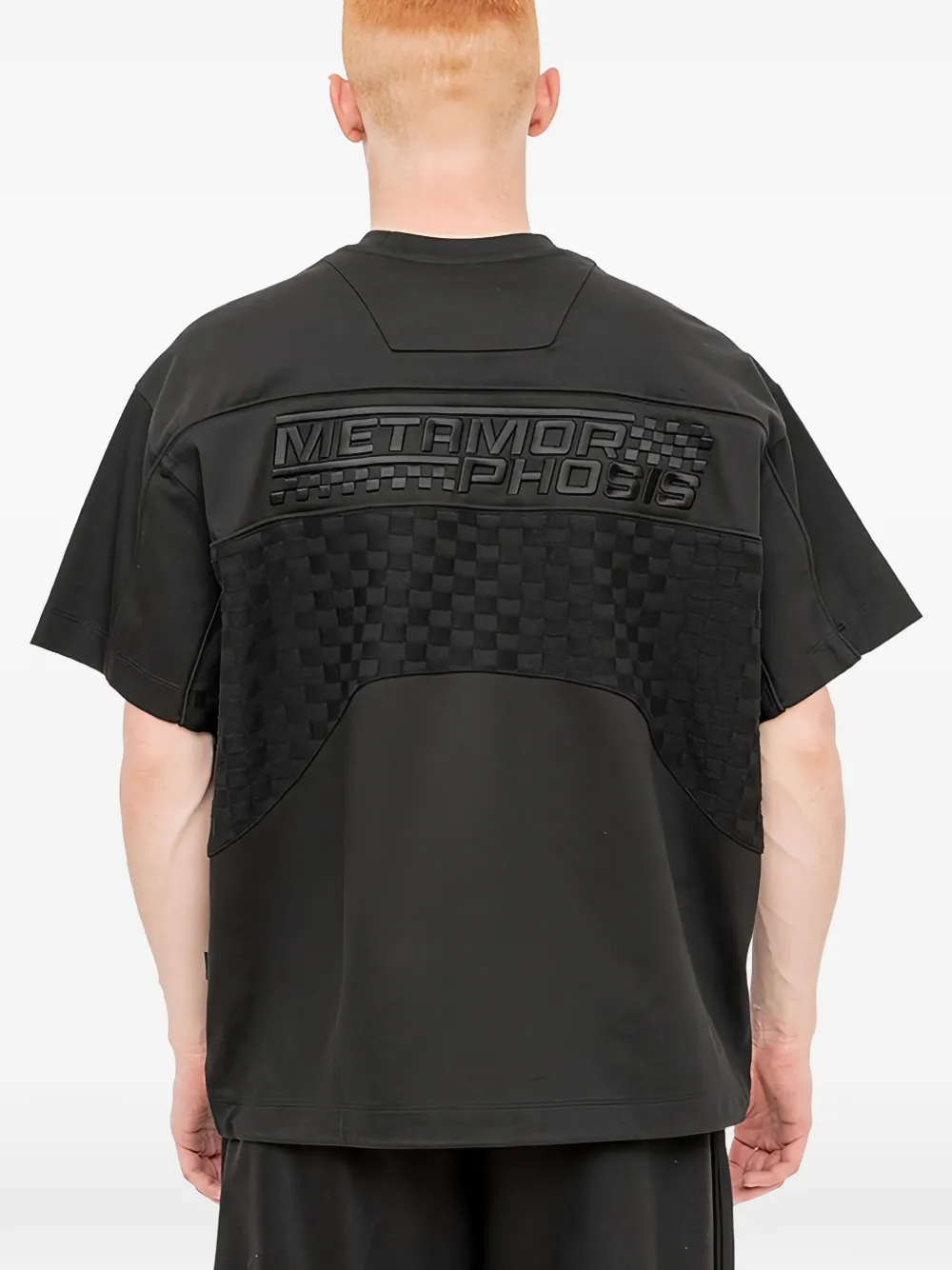 Juun.J T-shirt met logo-reliëf en vlakken Zwart