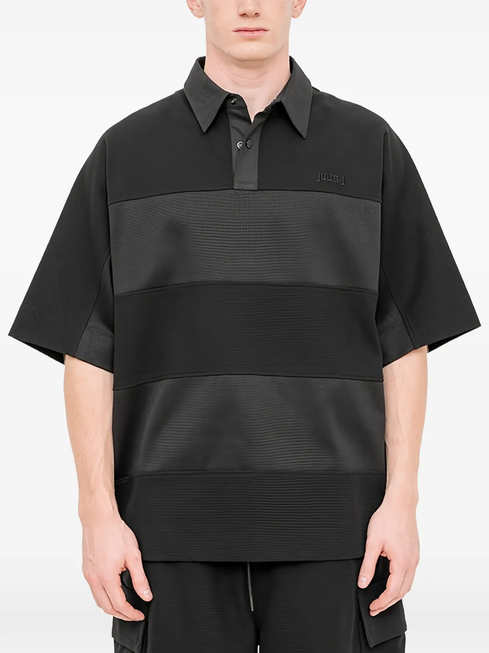 Juun.J panelled polo shirt - Schwarz