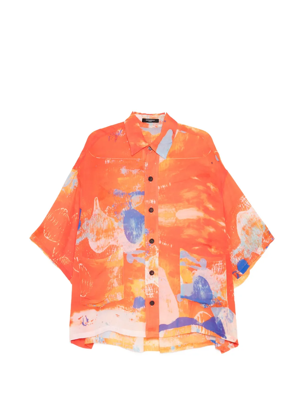 Nude:Masahiko Maruyama abstract-print short-sleeve shirt - Arancione