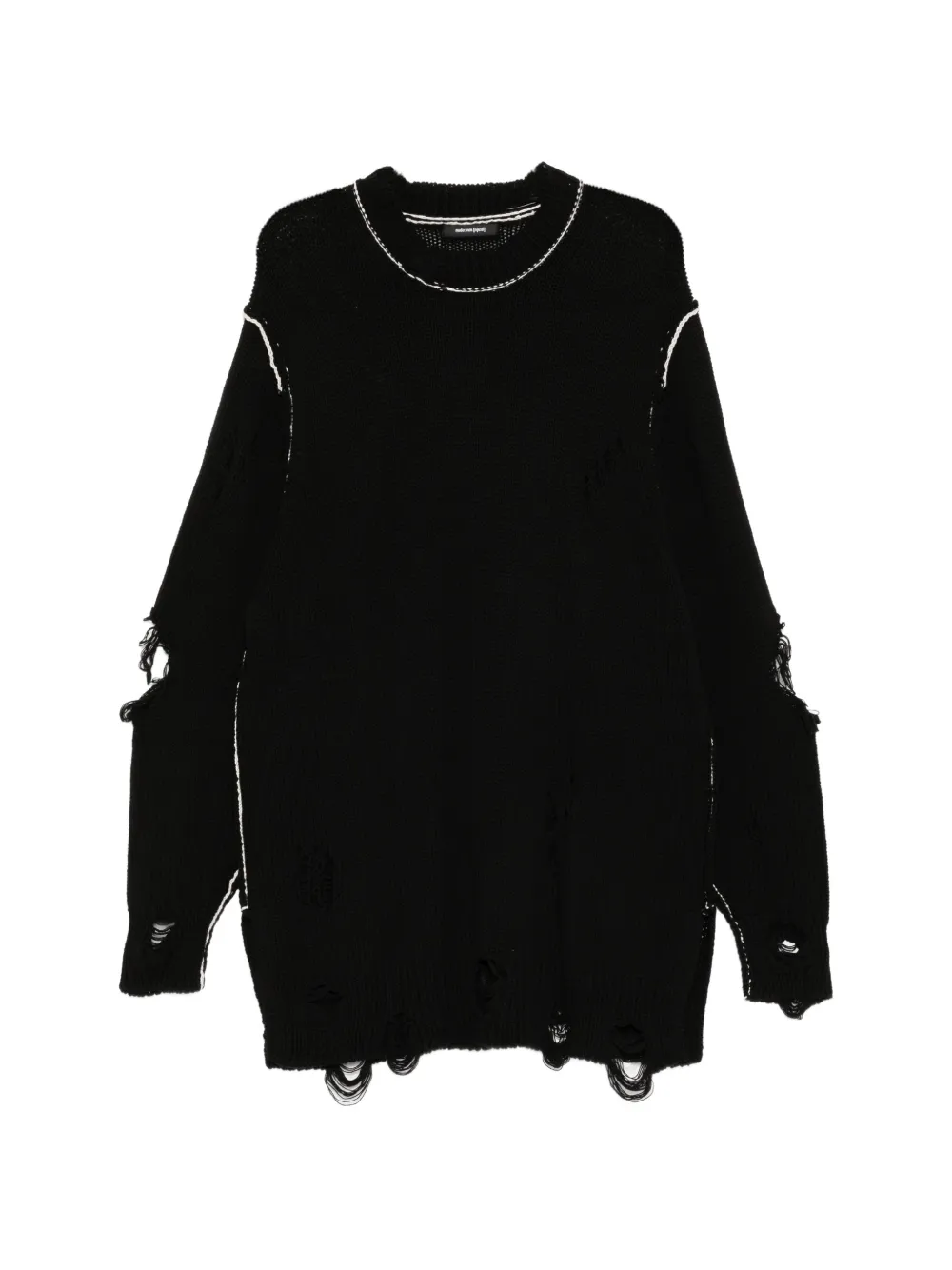 Nude:Masahiko Maruyama distressed crew neck jumper - Black