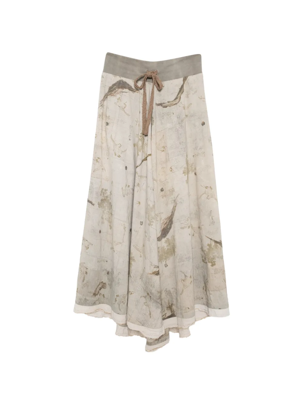 Ziggy Chen graphic-print maxi skirt - Nude