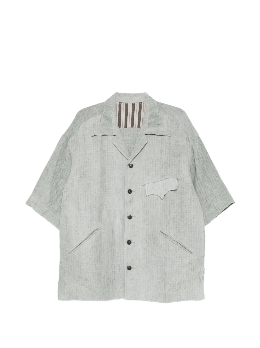 Ziggy Chen patch-pocket short-sleeve shirt - Grün