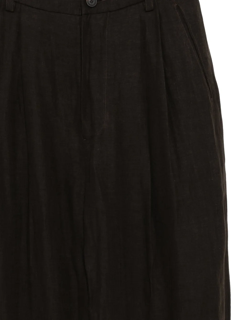 Ziggy Chen Linnen geplooide broek Bruin