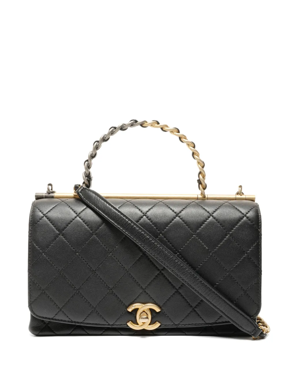 CHANEL Pre-Owned 2019-2020 diamond-quilted CC turn-lock tote bag - Nero