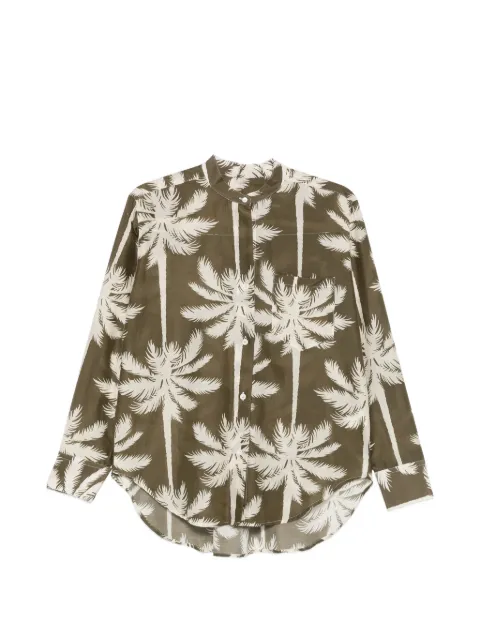 Robert Friedman palm-tree-print mandarin-collar shirt