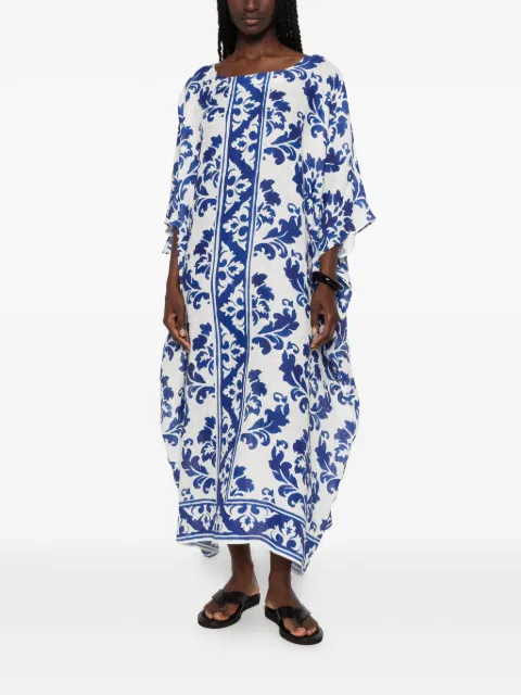 Robert Friedman damask-print kaftan midi dress