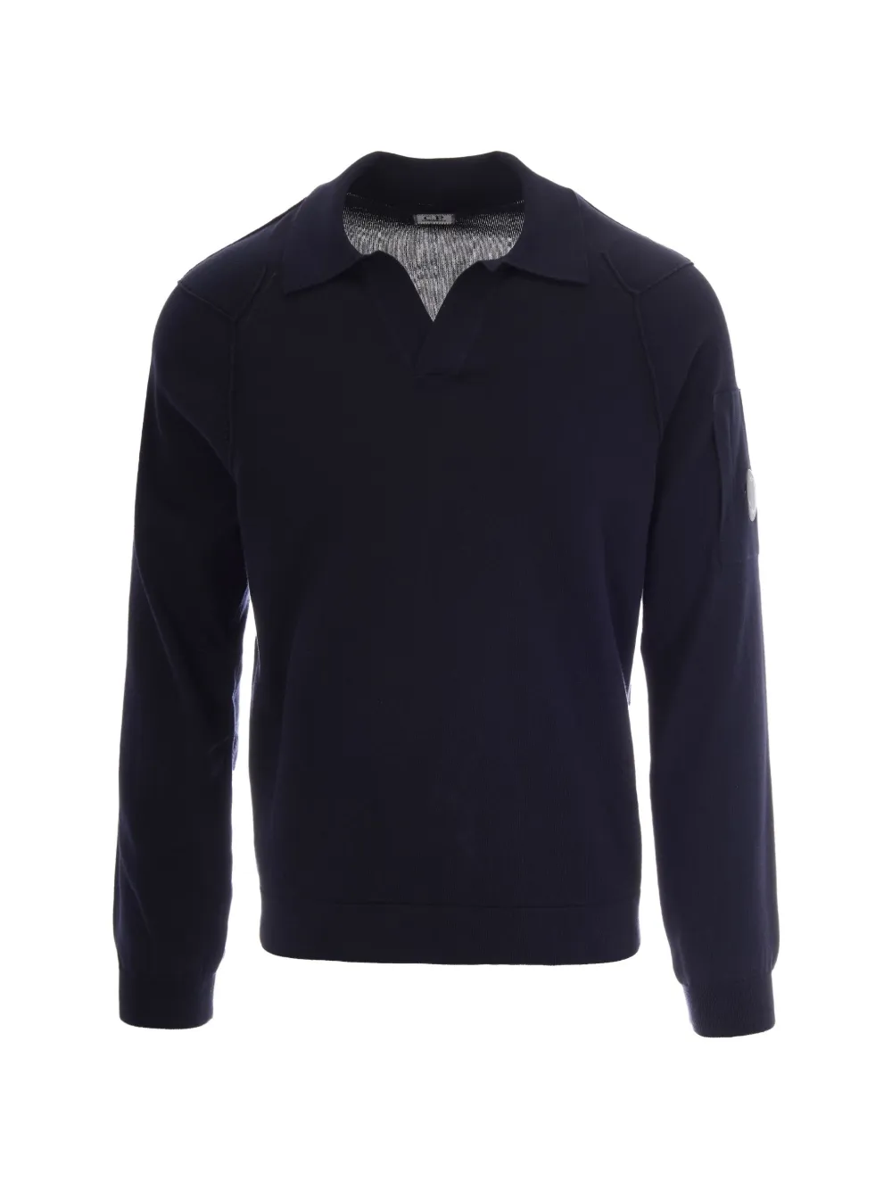 C.P. Company lens-detail V-neck cotton sweater - Blu