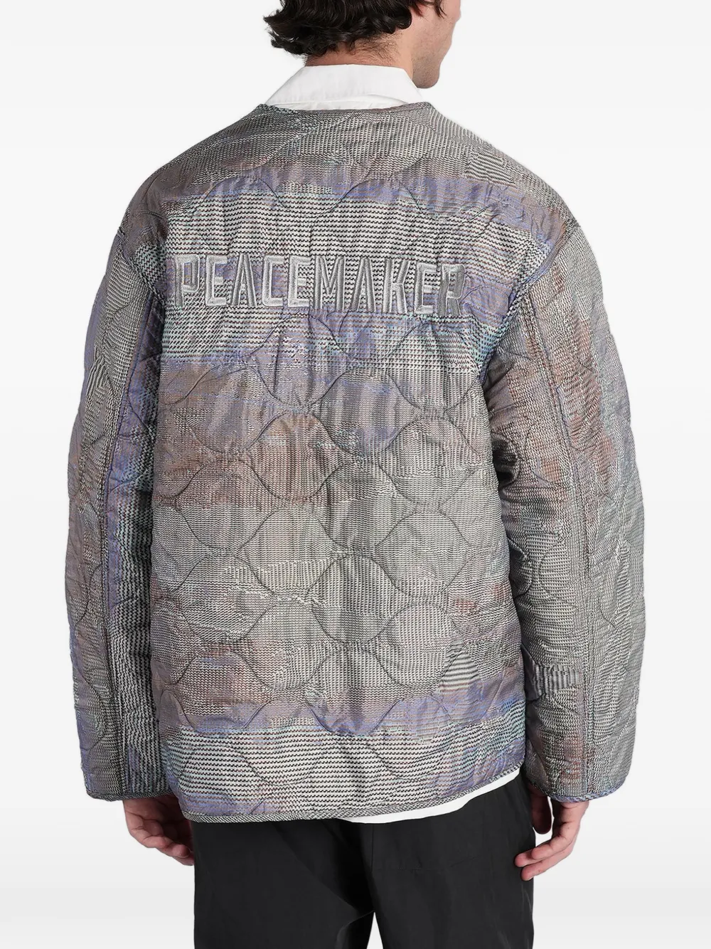 Peacemaker Oamc Casual gewatteerd button-down jack met V-hals Grijs
