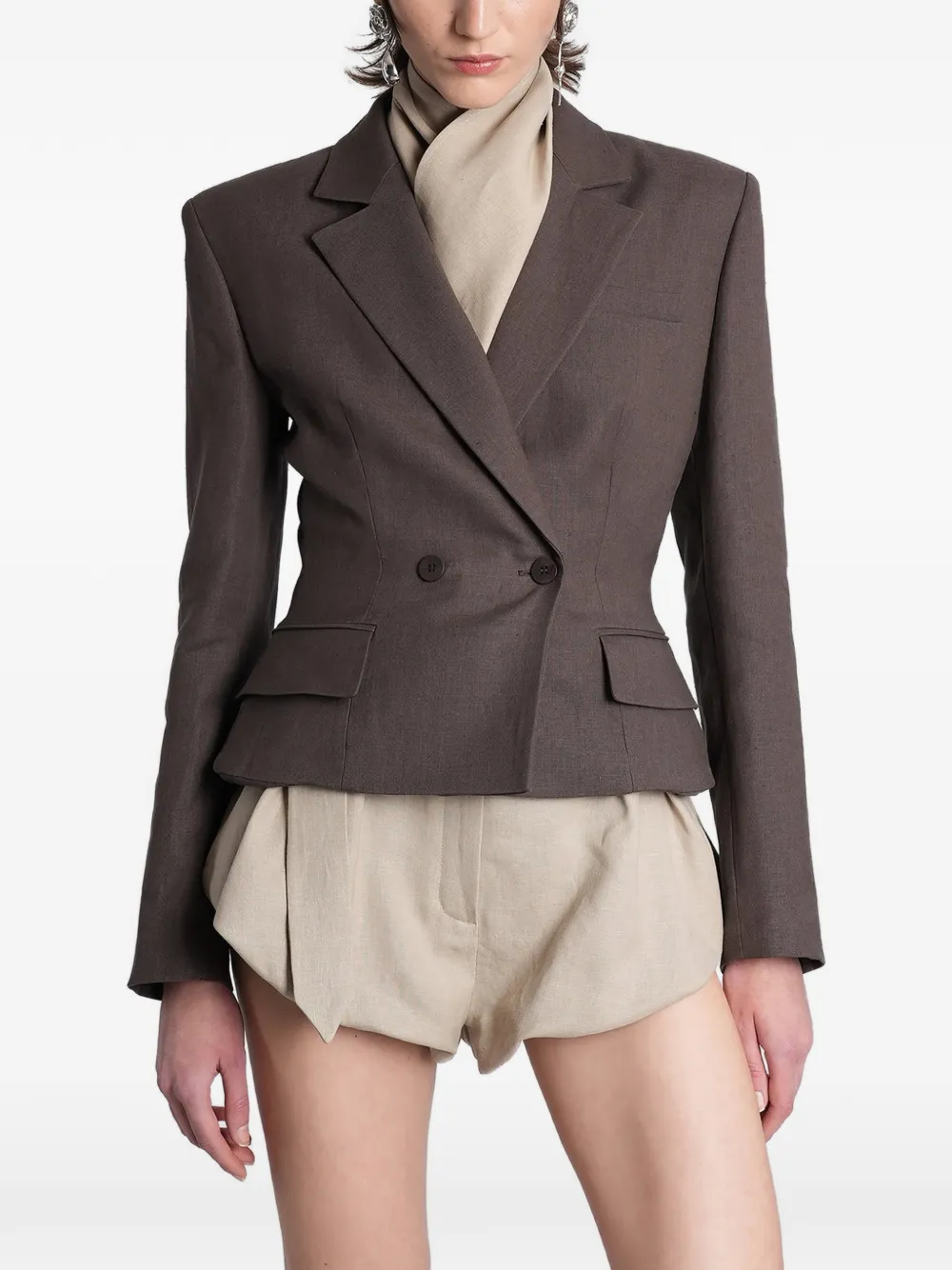 Magda Butrym double-breasted notched-lapel jacket - Marrone