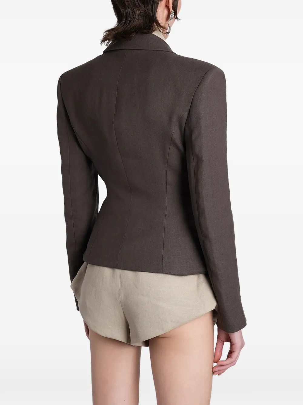 Magda Butrym Blazer met dubbele rij knopen en zandloper-stijl Bruin
