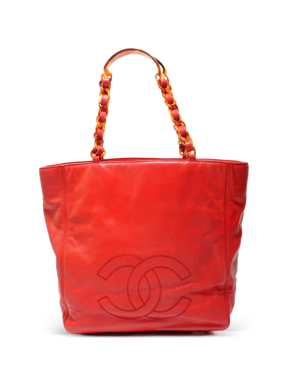 CHANEL Pre-Owned 1997-2000 CC Mark chain tote bag - Rosso