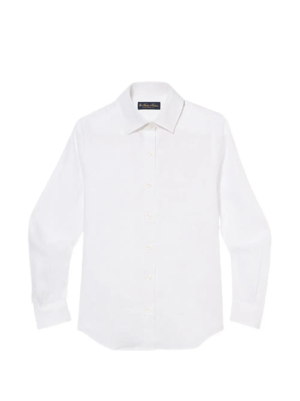 Brooks Brothers logo-embroidered linen shirt - Bianco