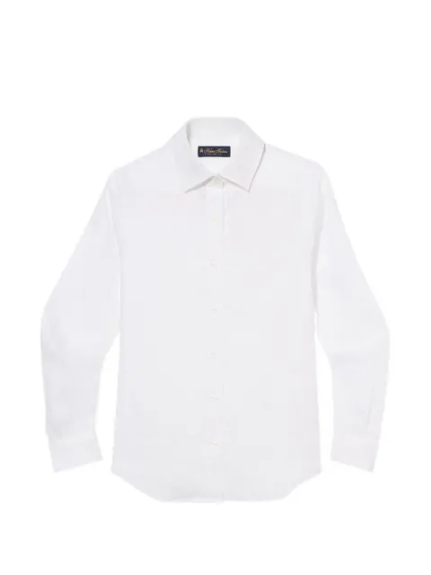 Brooks Brothers logo-embroidered linen shirt