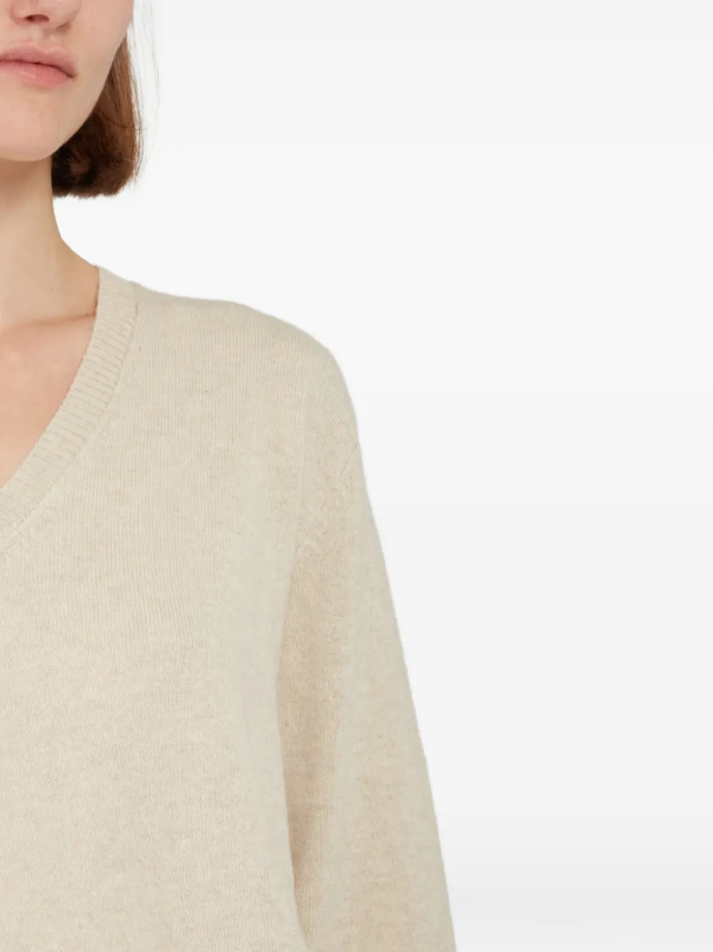 Loulou Trui met V-hals Beige
