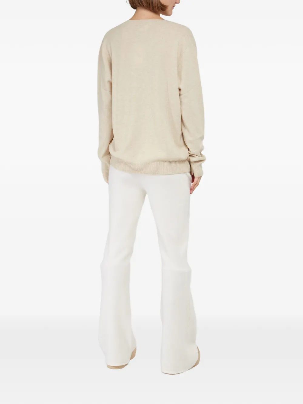 Loulou Trui met V-hals Beige