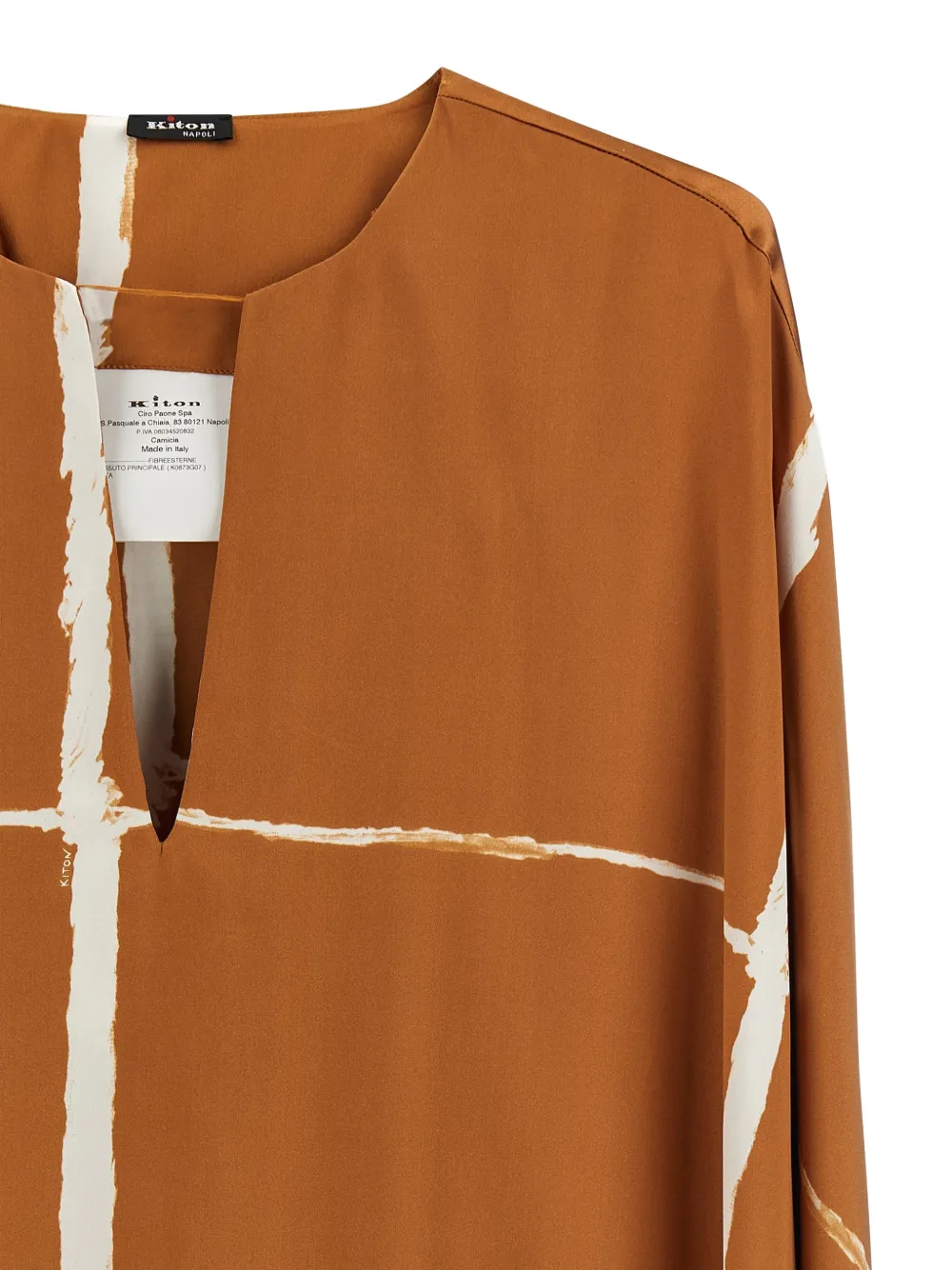 Kiton Zijde-satijnen blouse Bruin