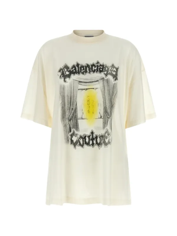 Balenciaga Salon De Couture Shapedt-shirt in Cream in Neutrals