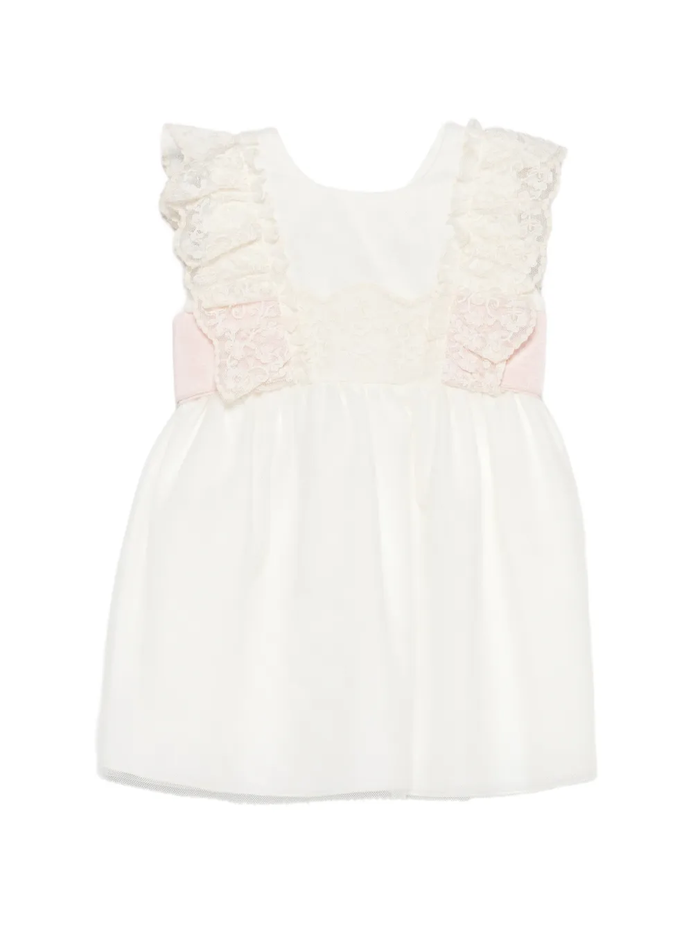 Paz Rodriguez lace-trim ruffled dress - Toni neutri