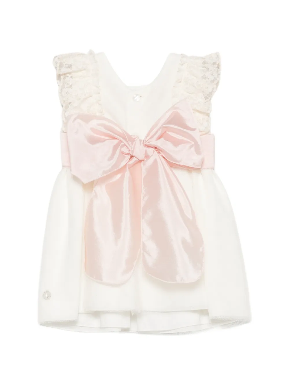 Paz Rodriguez Jurk met kanten afwerking en ruches Beige