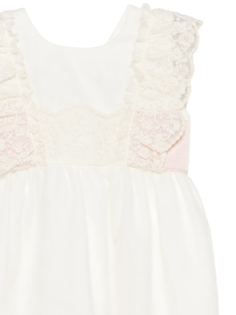 Paz Rodriguez Jurk met kanten afwerking en ruches Beige