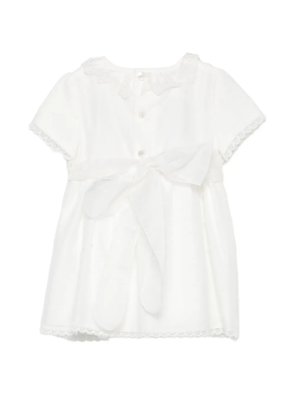 Paz Rodriguez Plumetis jurk met afwerking van kant Beige