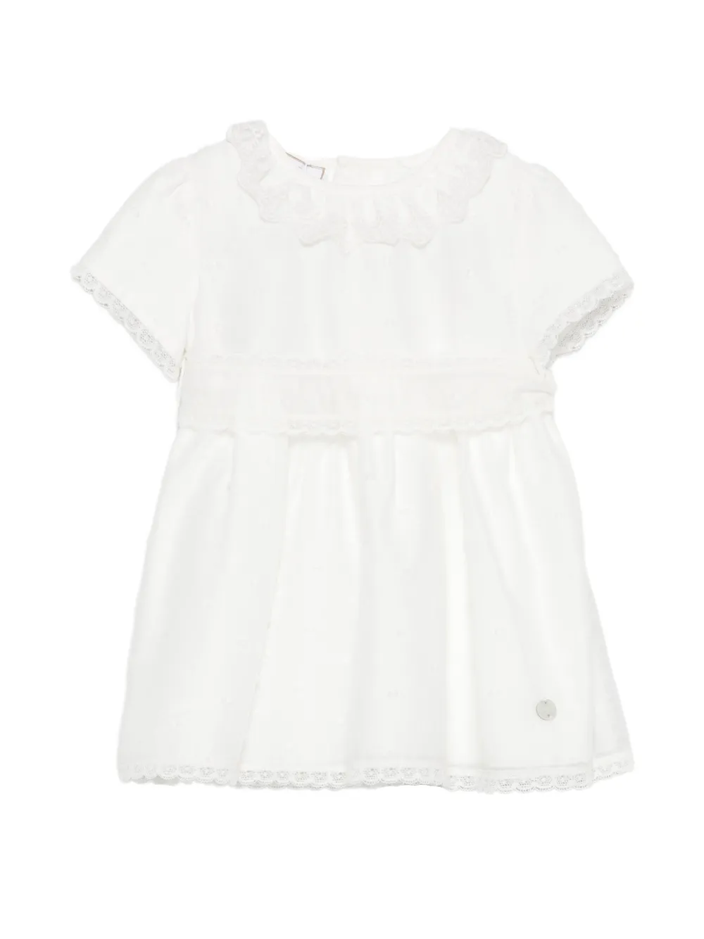 Paz Rodriguez lace-trim plumetis dress - Toni neutri